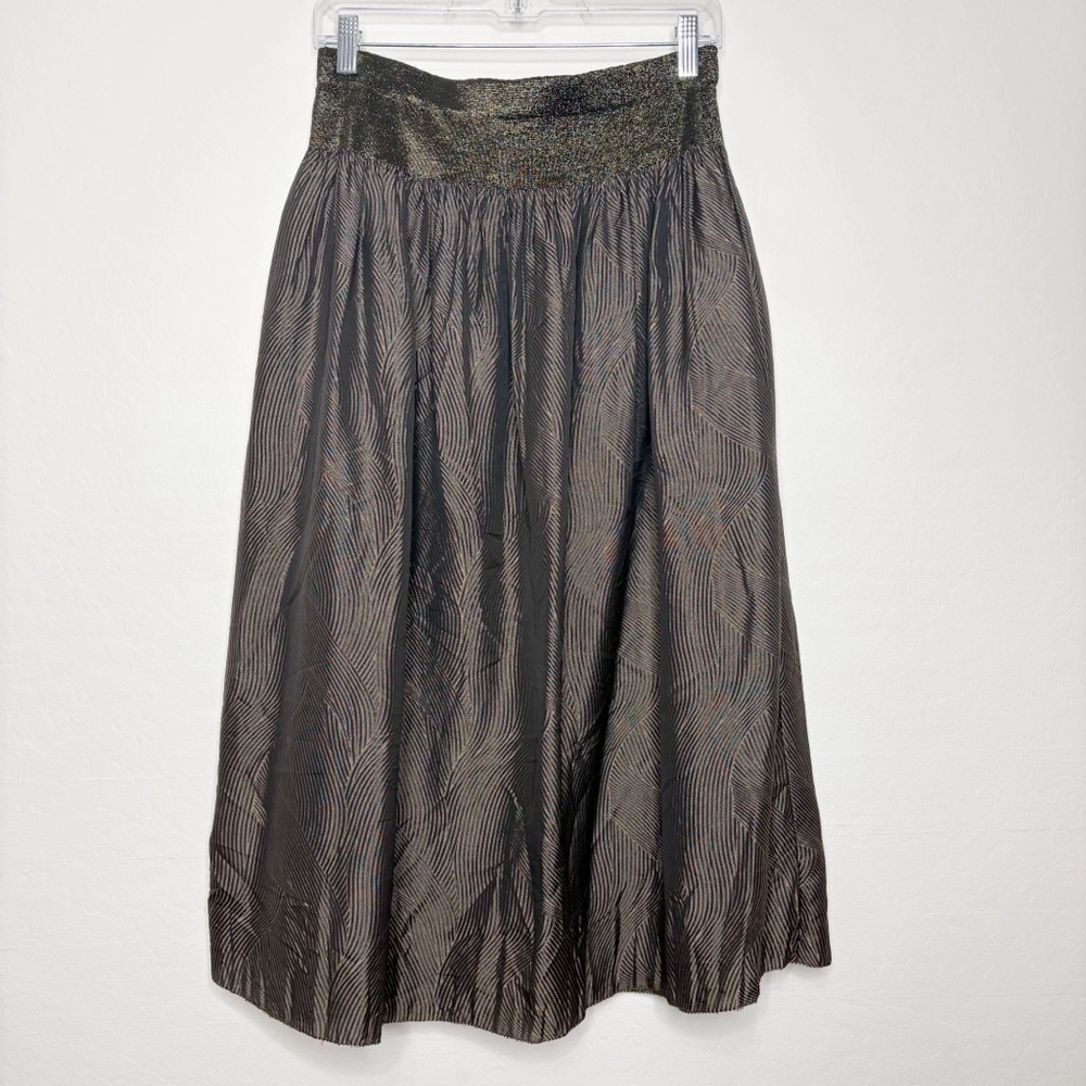 NWT J. McLaughlin Theda Bronze Metallic A-Line Midi Skirt Size Medium Gold Black